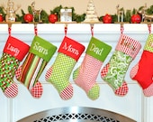 Set of 3 Personalized Christmas stockings choose your color combo for 3 and personalization 12 choices to choose from