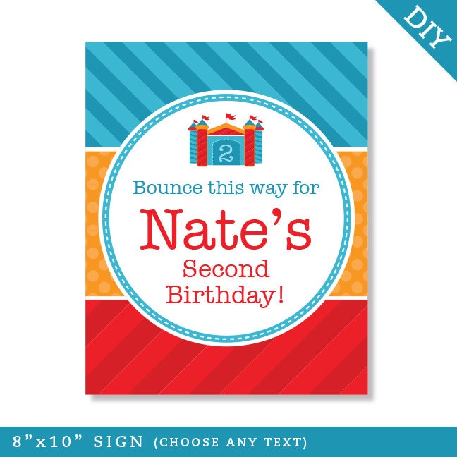 Bounce House party - Personalized DIY printable sign
