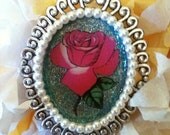 La Rosa Loteria Mexican Nicho Silver Brooch
