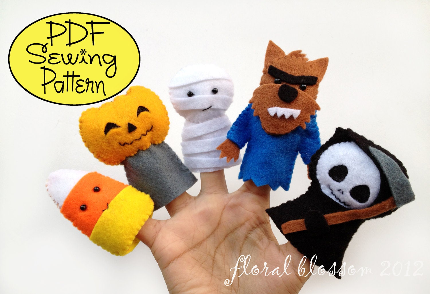 PDF Pattern: Halloween Friends 01 Felt Finger Puppets