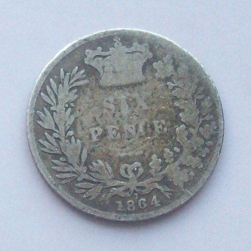 Victorian 1864 Sterling Silver Sixpence for her Shoe