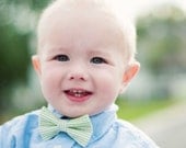 Baby Boy's Bow Tie - Green Seersucker Stripe