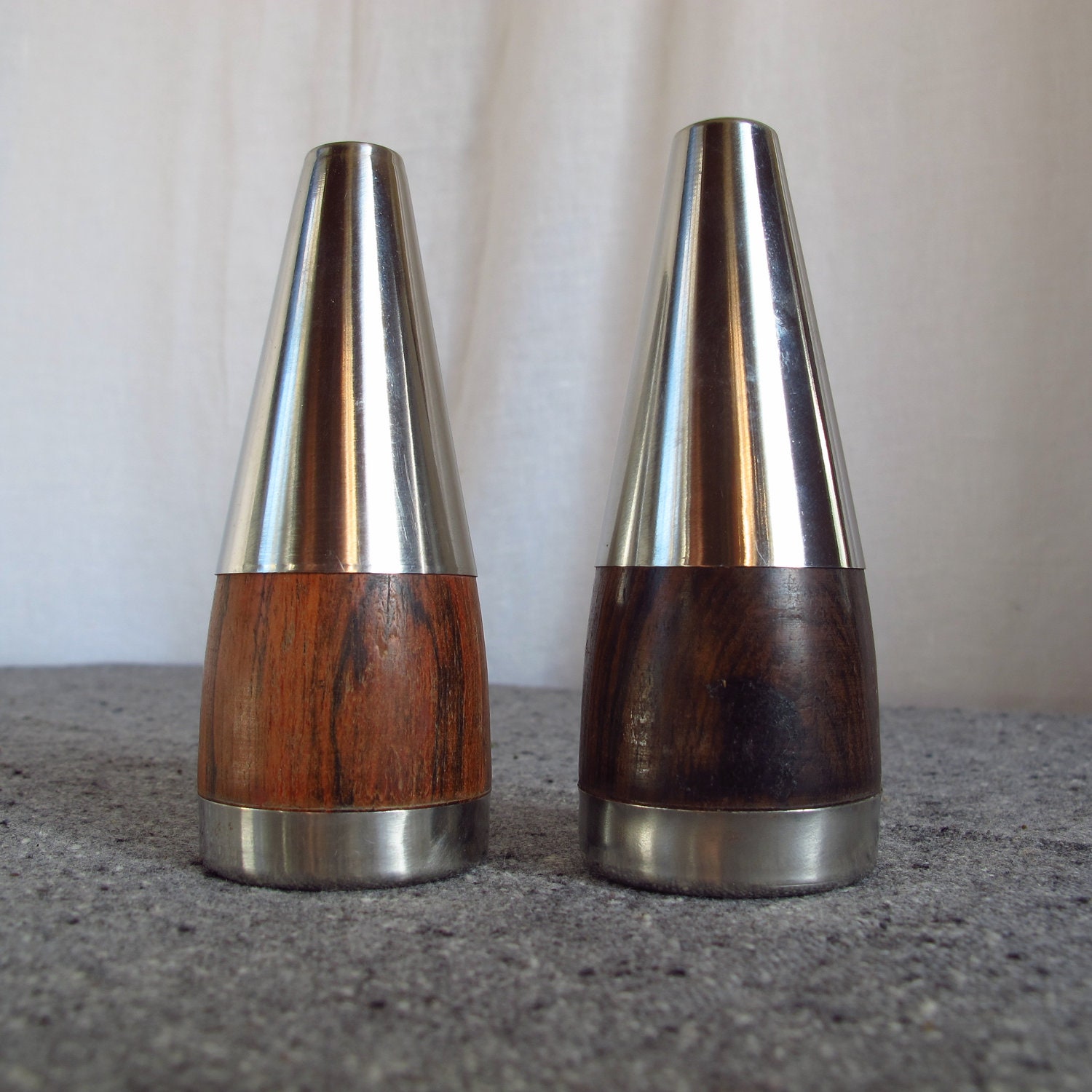 Salt and Pepper Danish Stainless Steel and Rosewood Midcentury Scandinavian