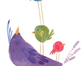 Carry Watercolor Bird Print