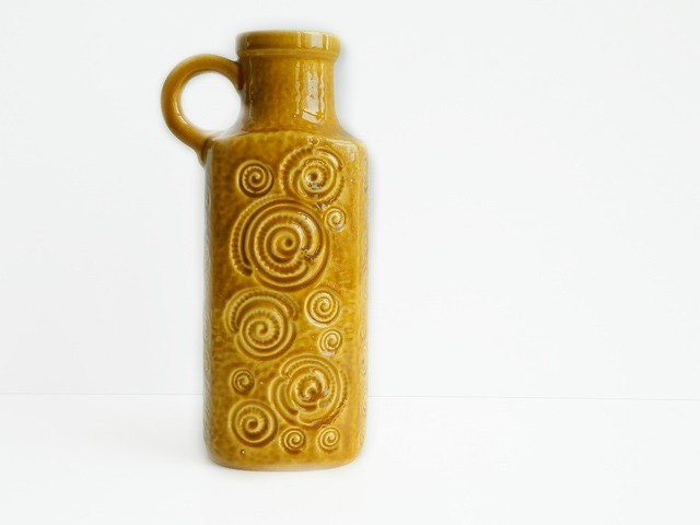 SALE:  Large Scheurich West German Mustard Yellow Jura Vase