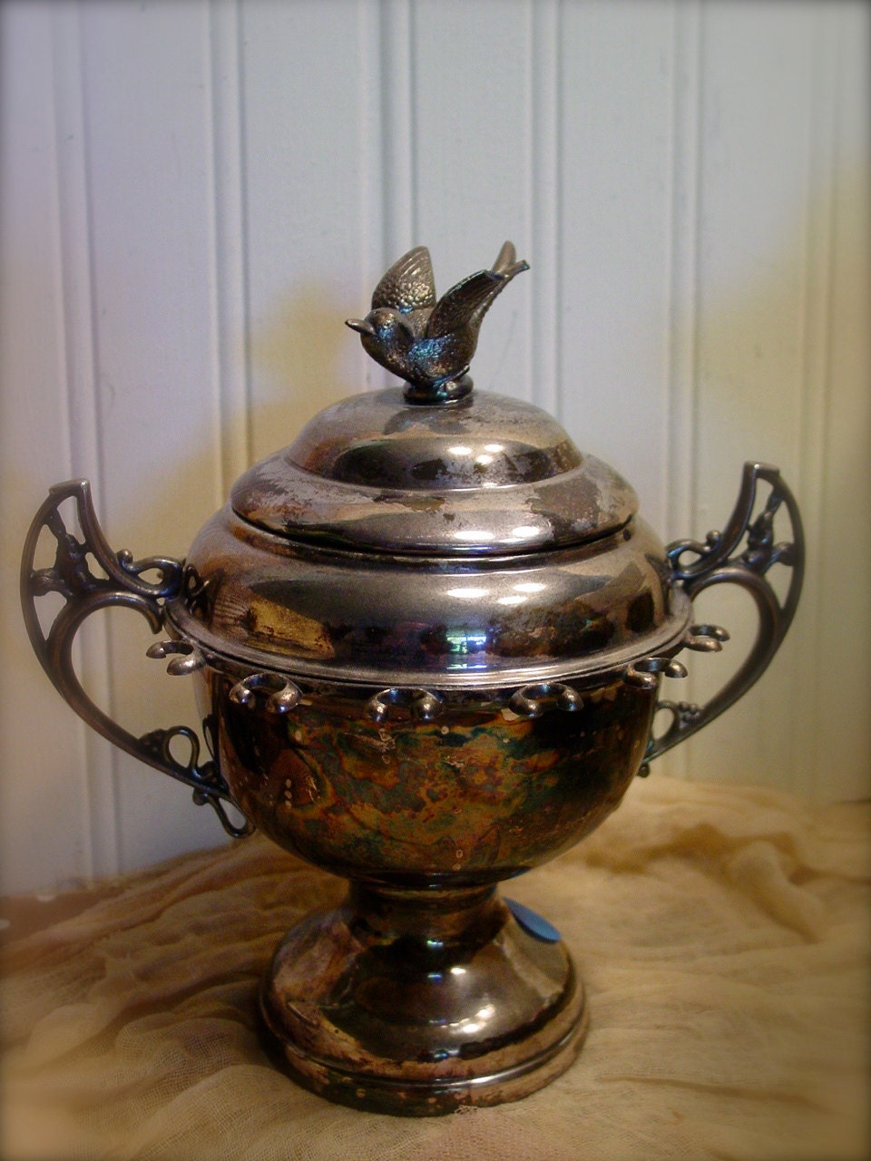 Vintage Silver Spooner - Victorian Style - Collectible Sugar Bowl - Great Patina