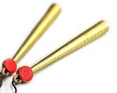 1st anniversary gift - Long Earrings - Indian jewelry - Statement jewelry - Paper jewelry - Paper, Red, Gold, Long, Indian, Statement