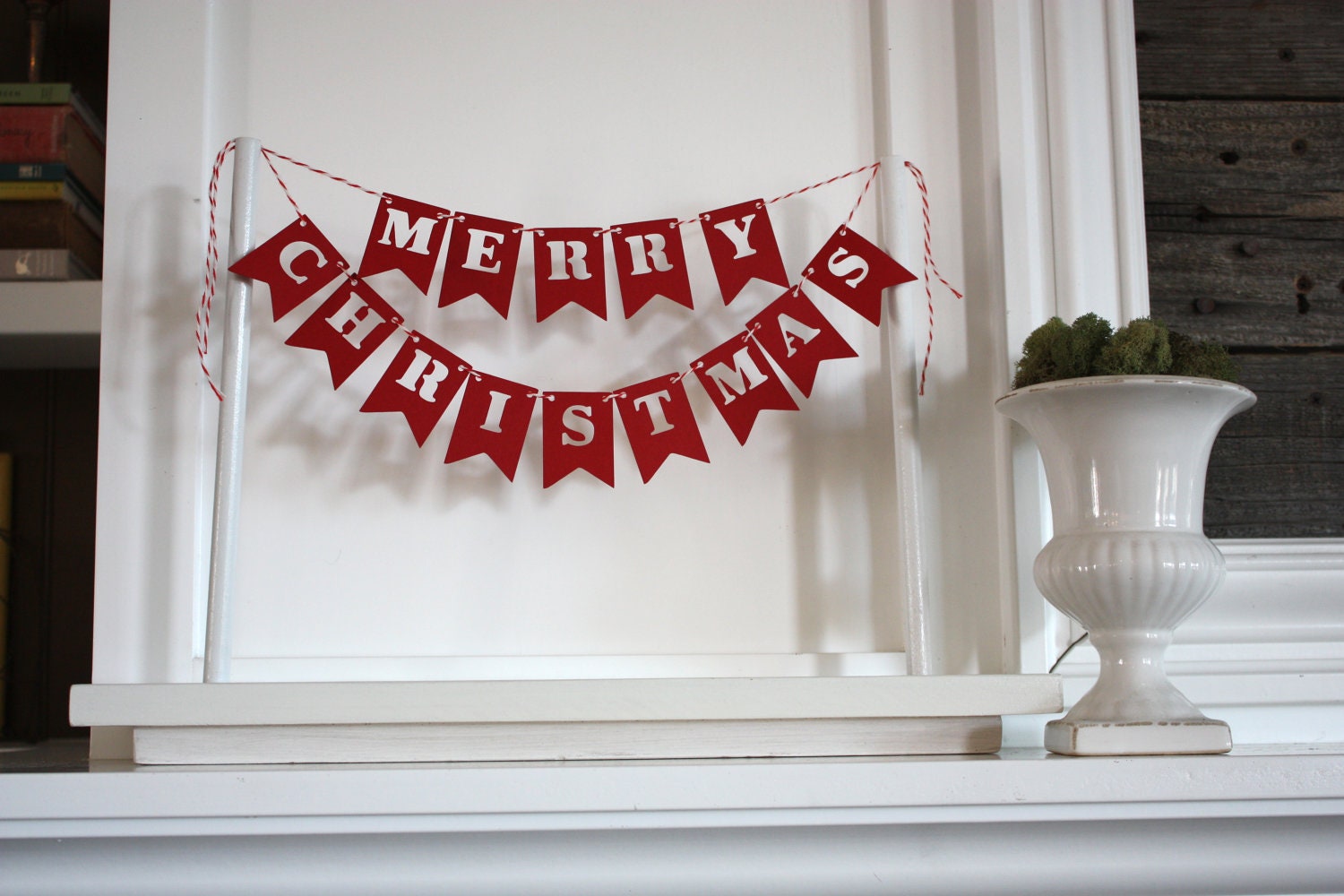 SALE- Christmas mini banner stand: merry christmas and joy
