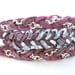 20% off HOLIDAY SALE - Triple Wrap Raspberry Rolled Silk Braided Chevron Bracelet with Stainless Steel Hex Nuts and Silver Plated Chain