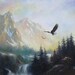 Summit Meeting Original Oil Painting, mountain paintings, waterfall, eagle painting, Vickie Wade paintings, canvas art