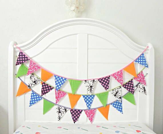 READY TO SHIP Colorful Pumpkin Halloween Fabric Bunting Pennant Garland Decoration 9 Feet / Vintage Carnival Style Il_570xn