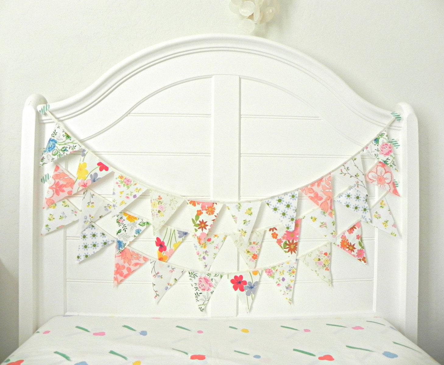 Vintage Flora Fauna Garden Fabric Bunting Pennant Garland Decoration 9 Feet / Romantic Vintage and Handmade Wedding Il_570xn