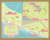 As Seen on Style Me Pretty - Custom Wedding Map Santa Rosa Beach, Florida
