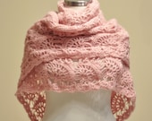 Super Sale - Handmade Pink Mohair Warm Shawl - READY TO SHIP