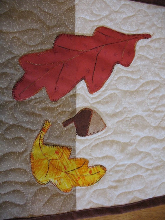 Appliqued and Quilted Fall Leaves Table Runner