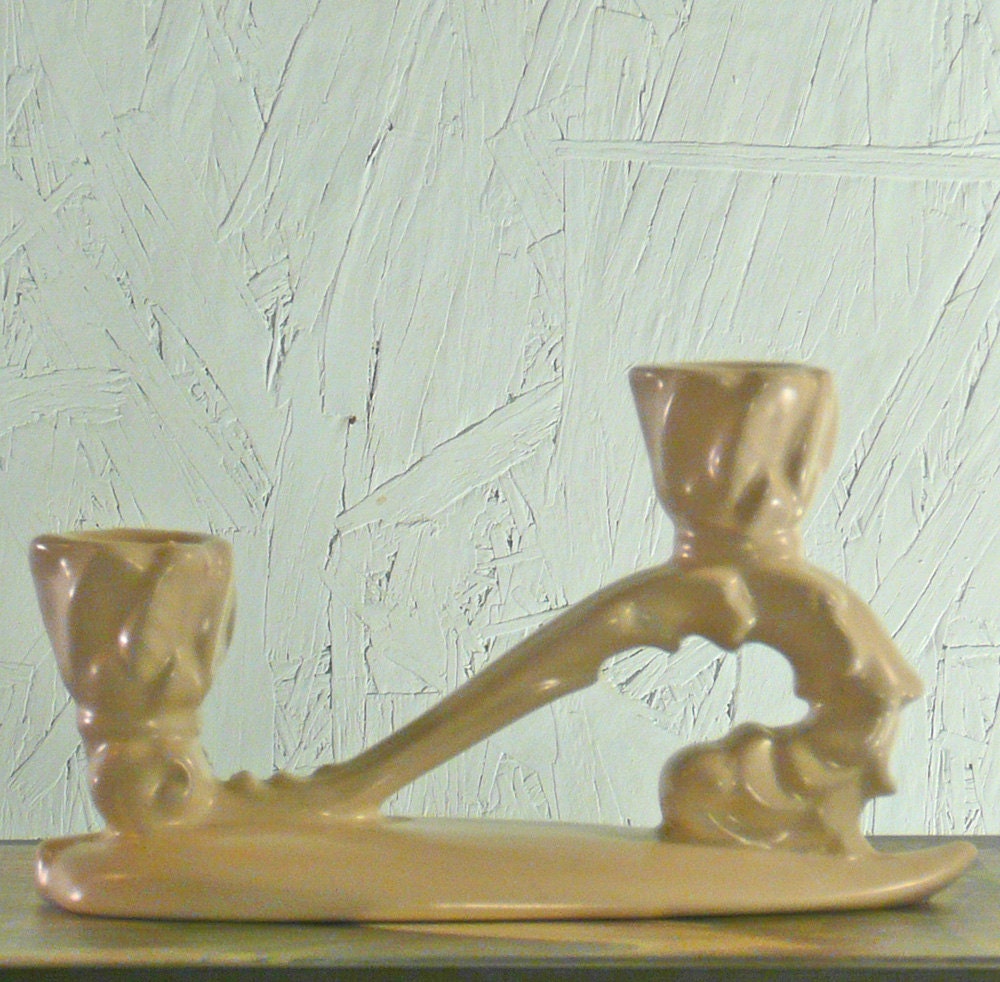 SALE -Haeger Ivory Ceramic Candle Holder