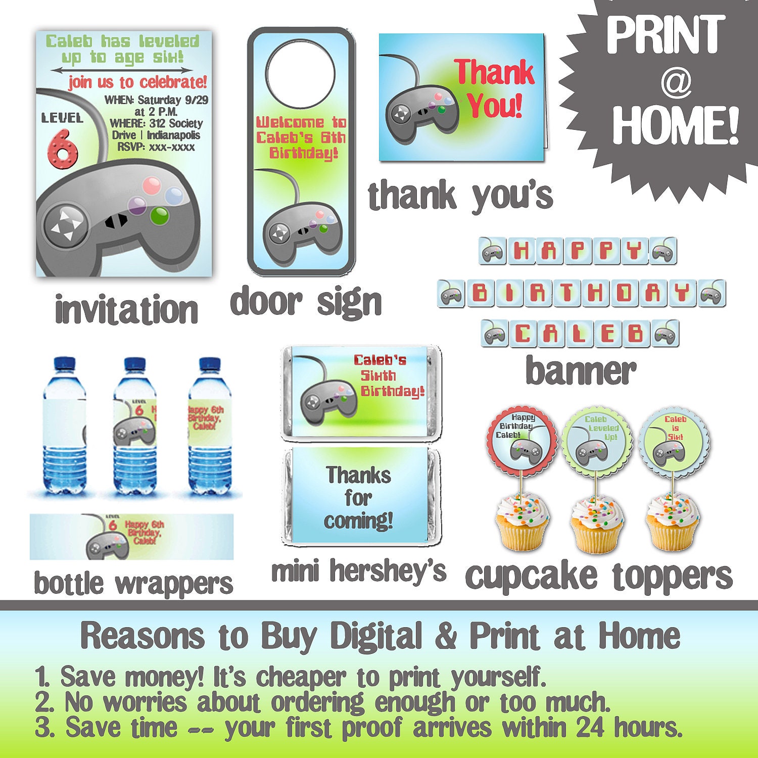 Printable Leveled Up Birthday Party Pack