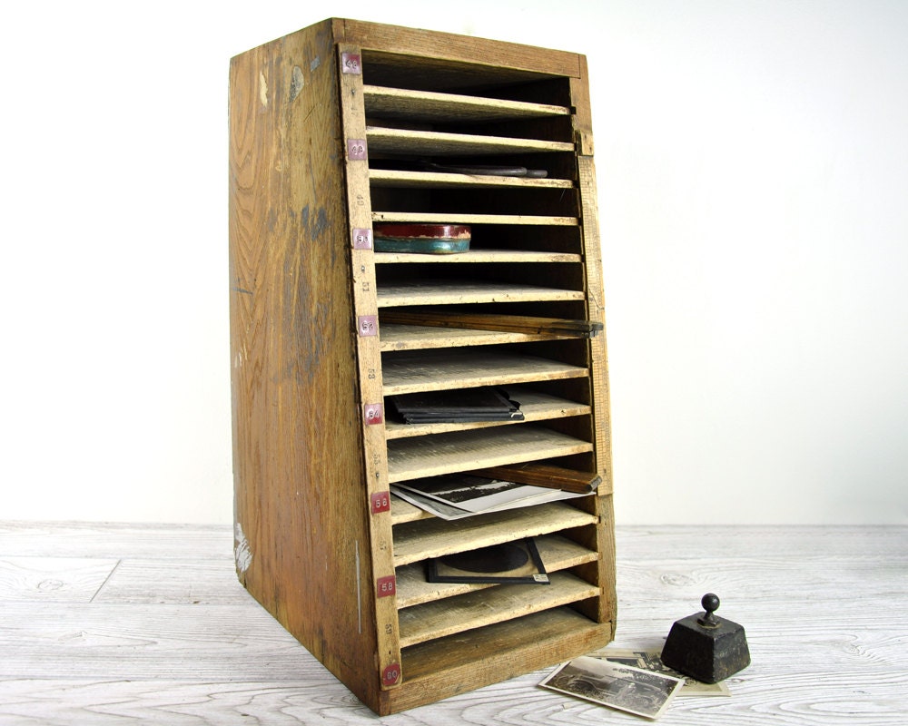 Vintage Letterpress Cabinet / Industrial Storage