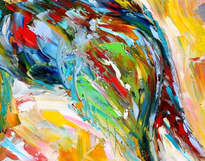 California Bear painting on canvas modern texture impressionism oil palette knife fine art by Karen Tarlton