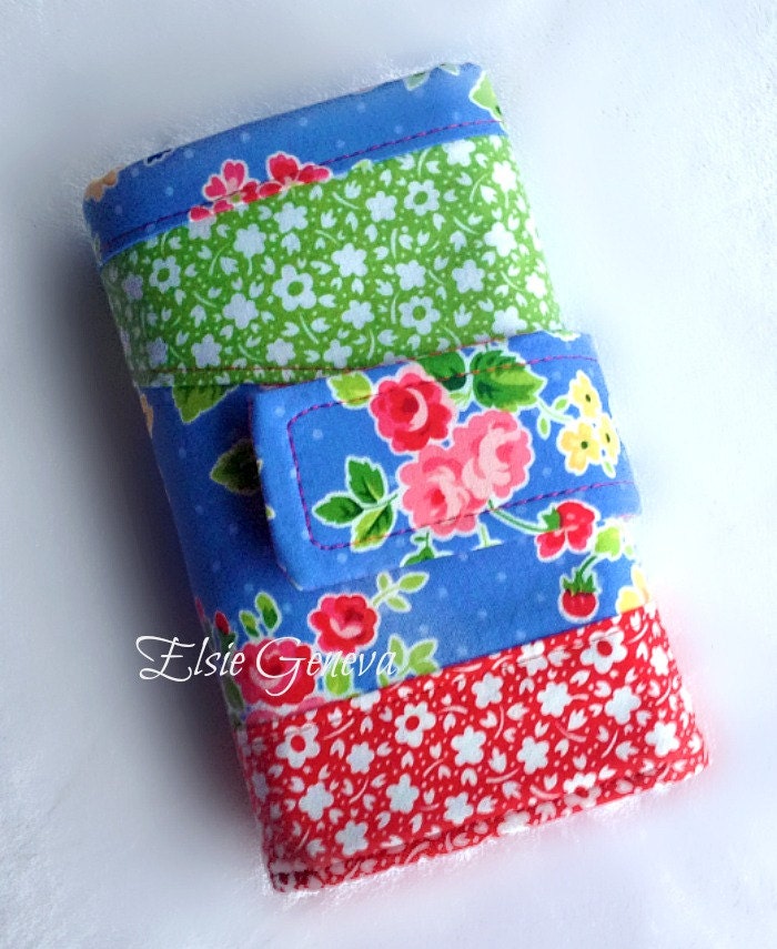 Blue - Pink - Red - Green Roses Crochet Hook Organizer or Make Up Case with Zipper Pocket