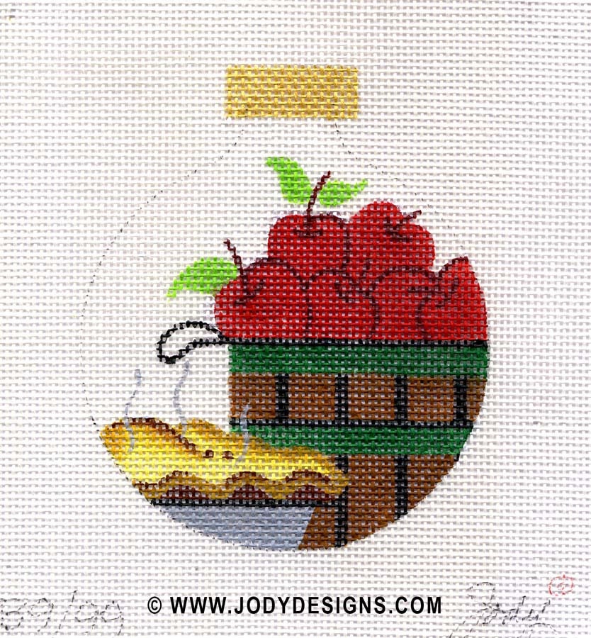 Apples and Apple Pie needlepoint ornament - Jody Designs B9-99