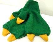 Green & Yellow Monster Hands Mittens - adult small, womens mittens