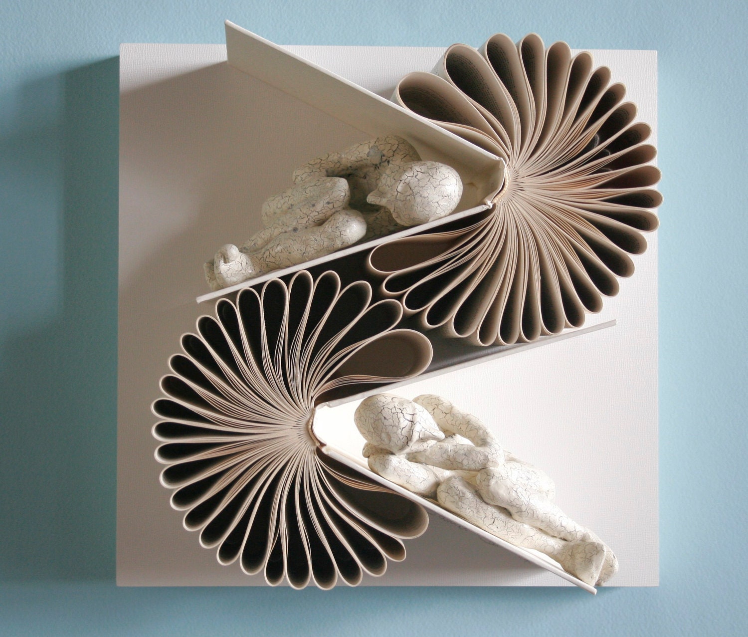 White on White Double Book Birdie (Original Sculpture)