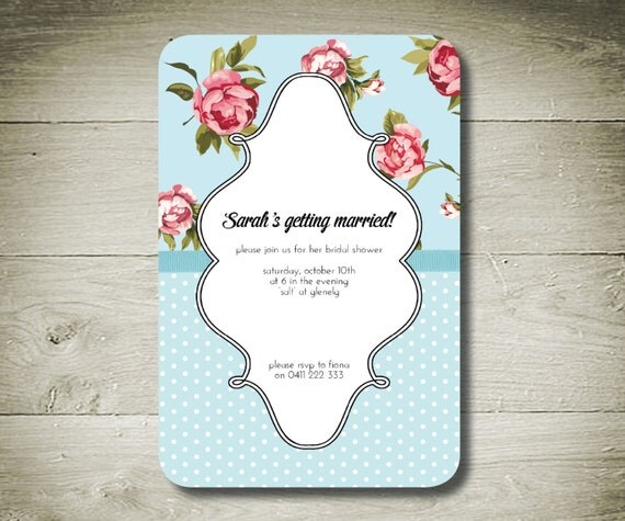 SHABBY CHIC - Custom Personalised Printable Invitation