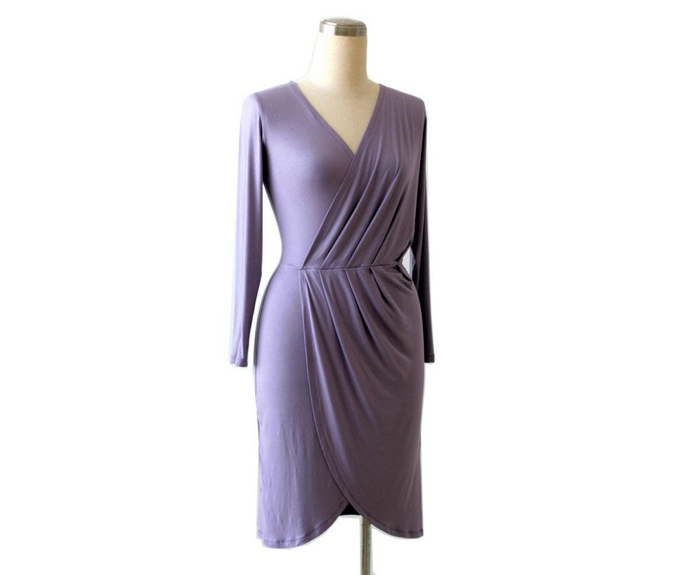 Romantic wrap dress Long sleeve Casual dress Day dress Spring dress Plus size dress