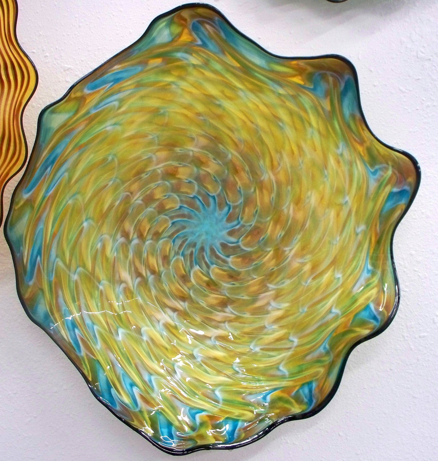 Beautiful Hand Blown Glass Art Patterned Wall Platter Bowl 2886 ONEIL