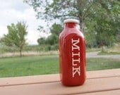 Ceramic Kitchen Canister Red Retro Milk Jar Bottle Stoneware