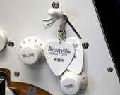 White Nashville Guitar Pick Earrings - ready to ship