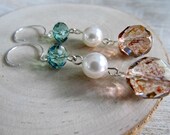 Vintage Czech glass and Swarovski pearl earrings