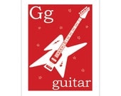 Children's Wall Art / Nursery Decor G is for Guitar 8x10 inch poster print