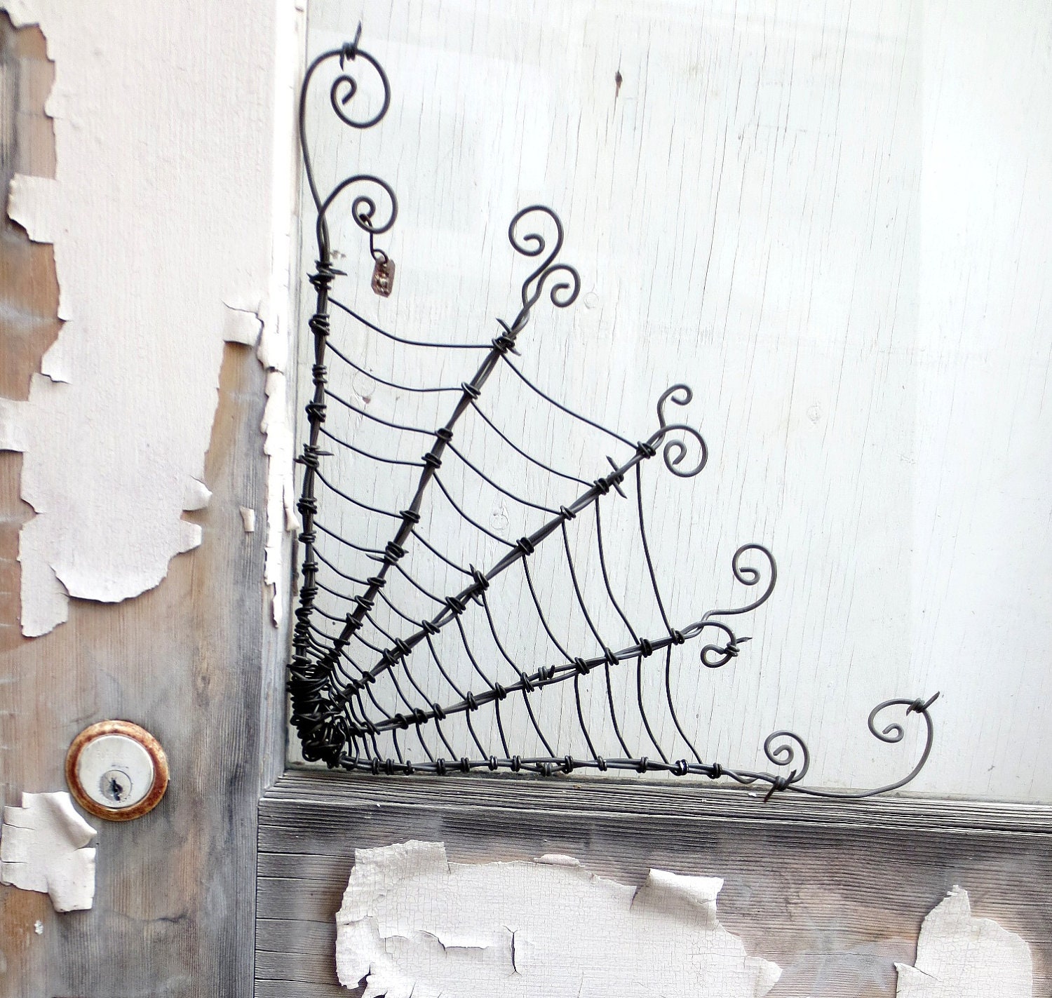 Twisted 12"  Barbed Wire Corner Spider Web For Halloween