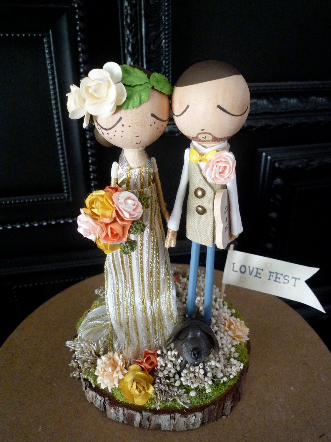 Wedding Cake Topper with Custom Wedding Dress - Custom Keepsake by MilkTea