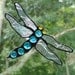 Dragonfly suncatcher stained glass sapphire blue hanging window art
