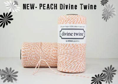 SALE - Shipping 1.99- NEW- Peach  Divine twine-Shipping -50 yards-bakers twine-Just right for decorating, crafting and gift wrapping