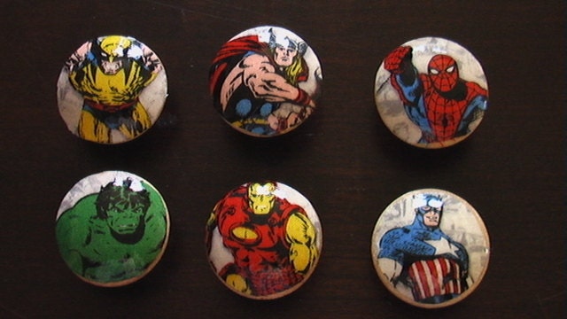 Handmade Knobs Drawer Pull  Marvel Avengers Wolverine Spiderman Iron Man Hulk Captain America Thor Dresser Knob Pulls
