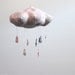 Pink Cloud Mobile - fabric sculpture for child nursery decor in silver gray, snow white, blush pink, and rose