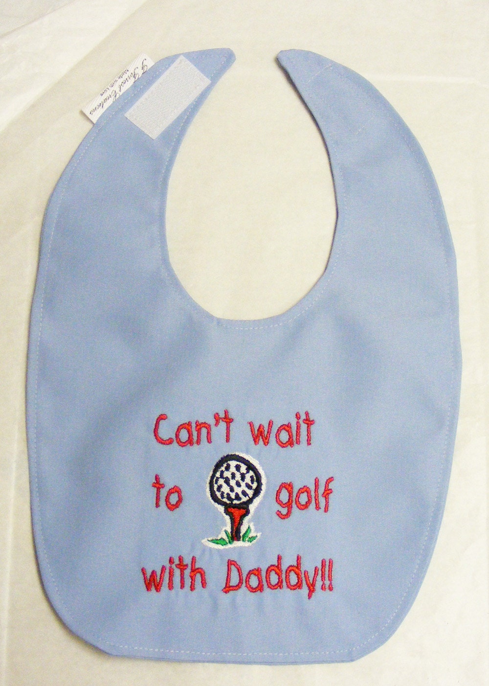 Cant wait to golf with Daddy - Small Baby Bib - Newborn