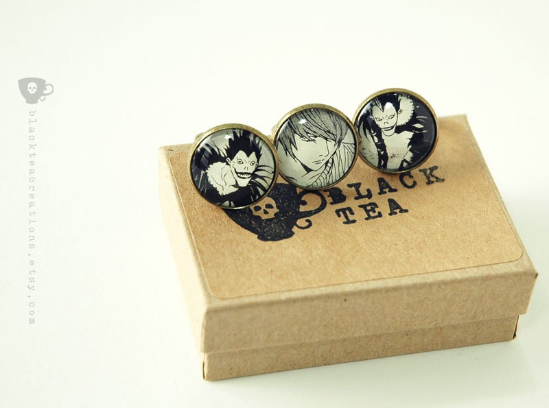 Manga Jewelry Set - Death Note - Three Glass Rings - Ryuk - Light