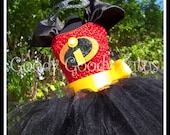 INCREDIBLY DASHING Incredibles Inspired Tutu Dress with Sparkly Felt Eyemask - Large 4-6T