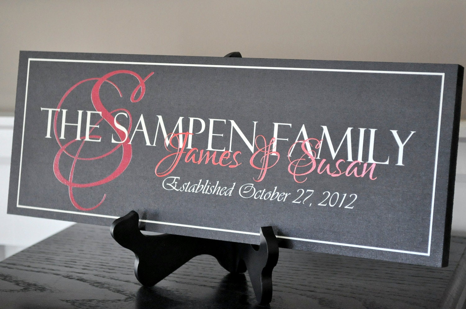 Personalized Family Name Sign Established Plaque Painted Sign 7x20