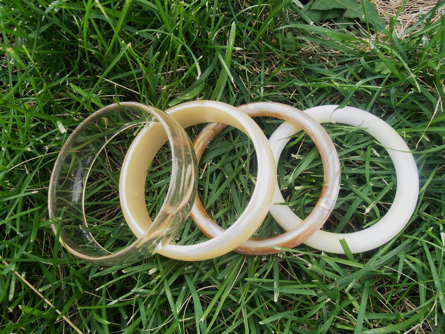 Pearly White and Clearly Fabulous Bangle Set by lb