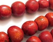Red rustic sponge coral nugget beads - irregular oval shape - 2 beads - BD129