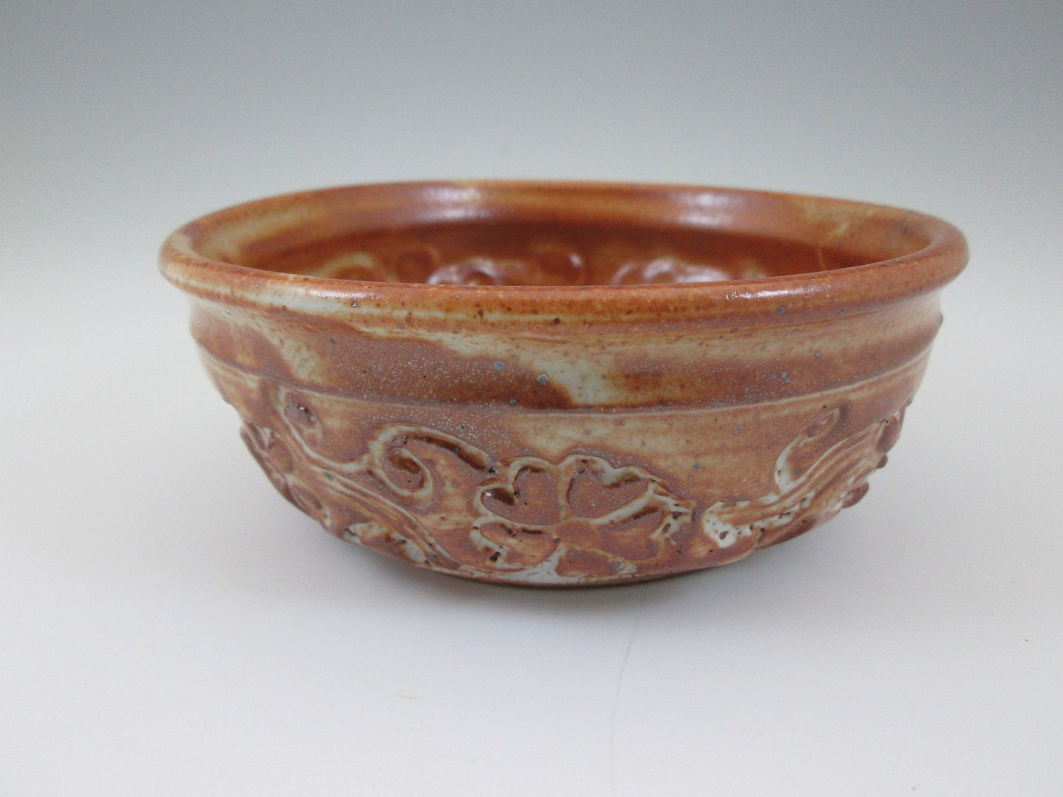 Small Stoneware Bowl with Floral Imprint