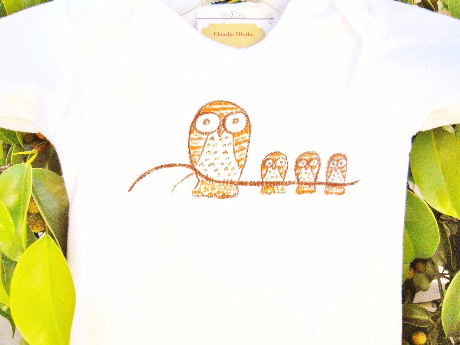 Kids Children Owl Three Babies Toddler T-Shirt Shirt or Baby Onesie Hand Painted