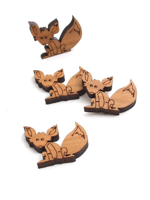 S Mini Fox Charms - 1" Size - Laser Cut Wood - Free Shipping - Etsy Itsies by Timber Green Woods