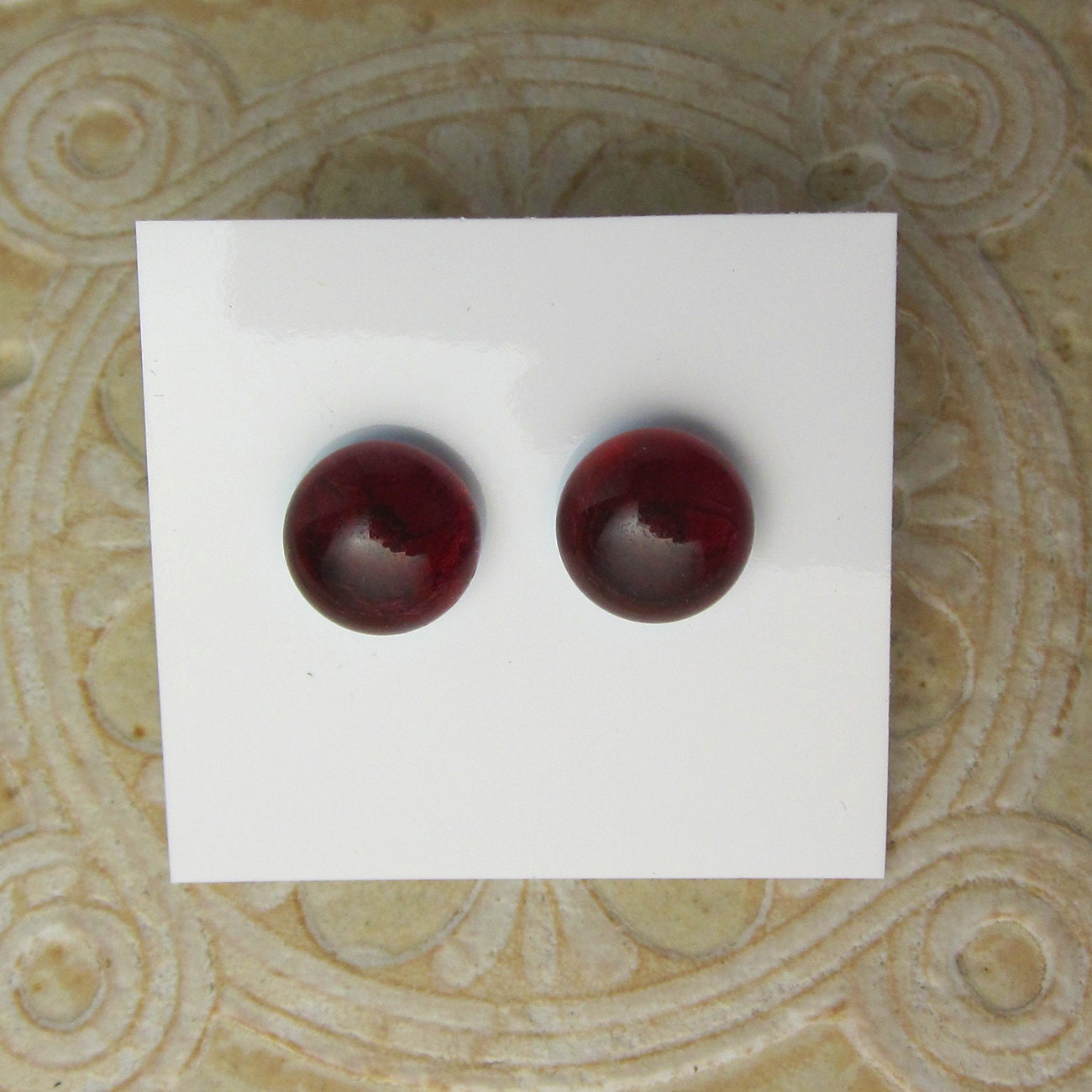 Burgundy Fused Glass  Earrings   DGE-306